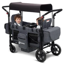 Wagon Stroller for 2 Kids, Luxury 4-in-1 Stroller Wagon - Premium Quality wit...