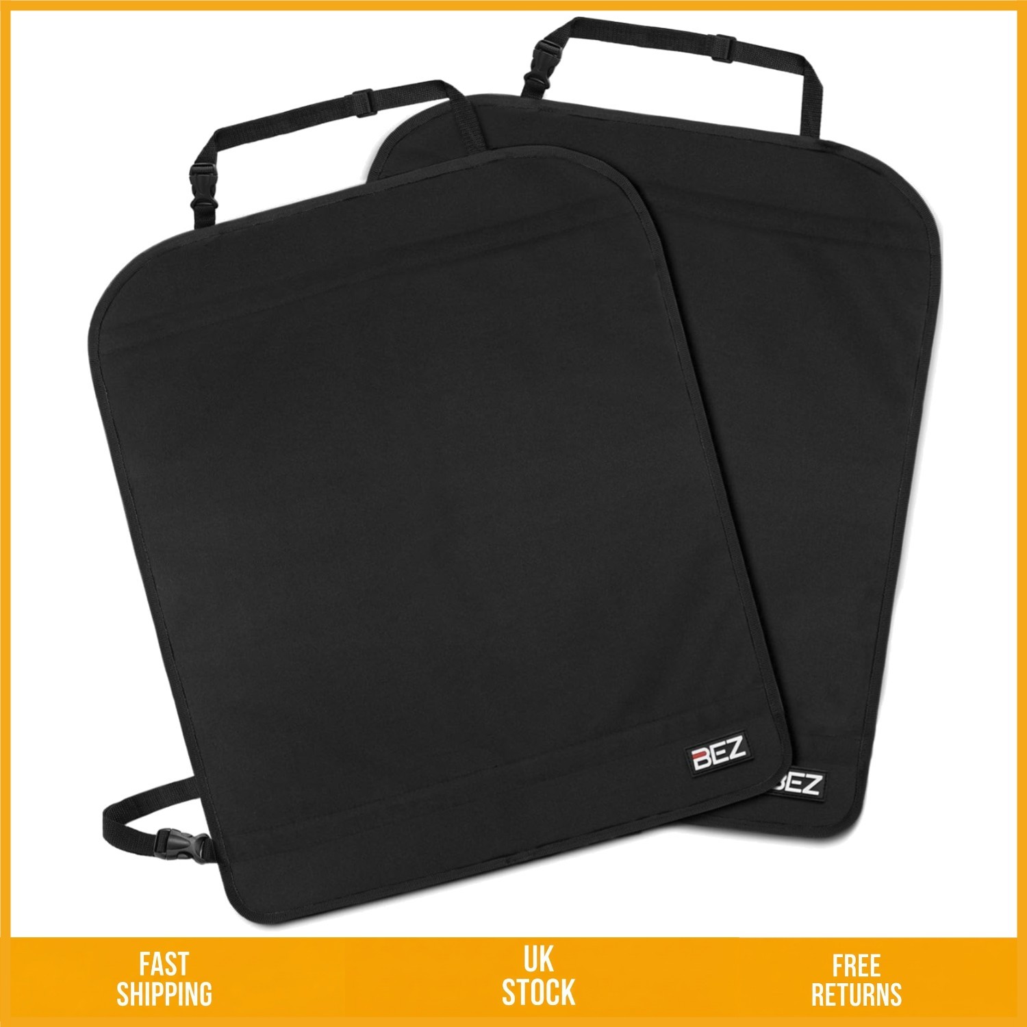 Durable Waterproof Car Back Seat Kick Mats Scuff Protector Black 2 Pack 48x64