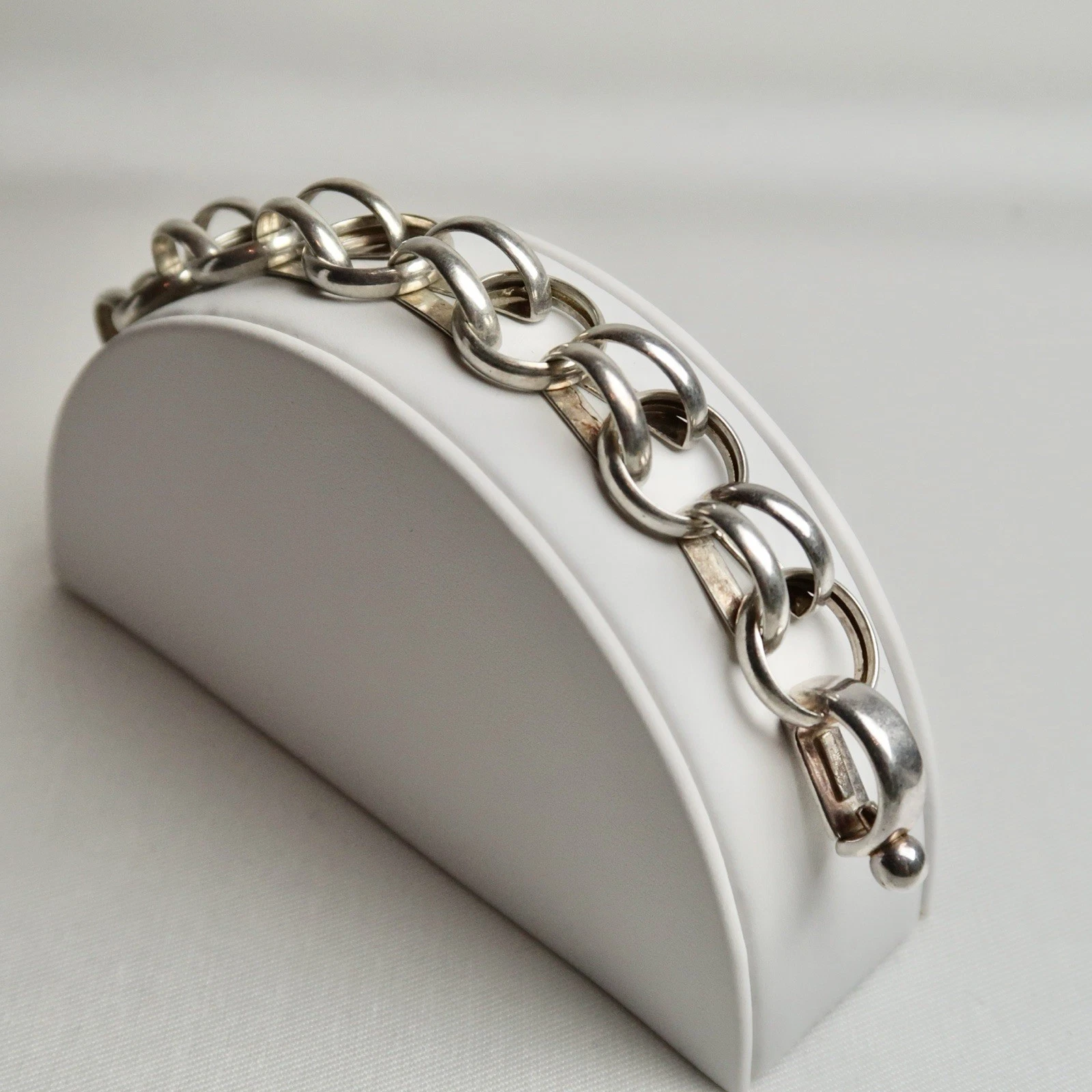 DYADEMA 925 Sterling Silver Italy Chunky Link Vintage Bracelet Jewelry Br113