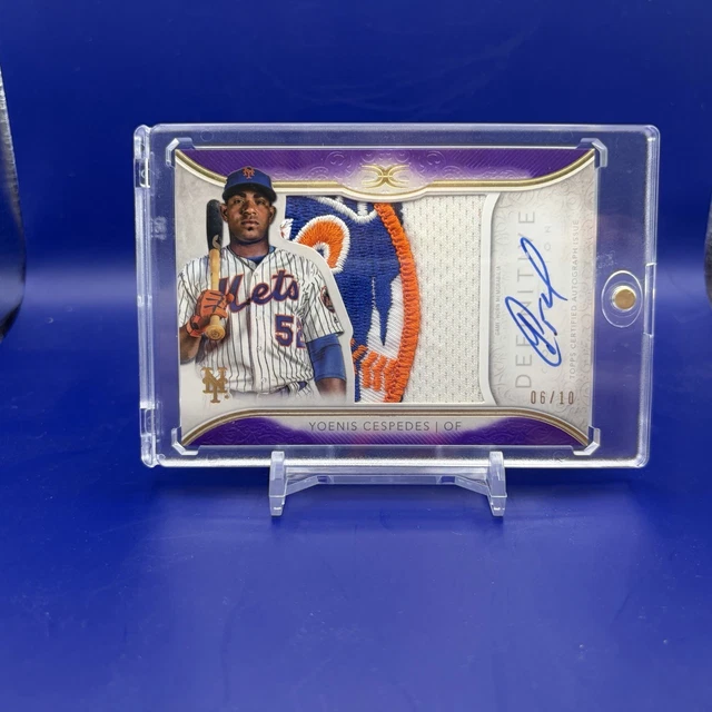 2018 Topps Definitive Yoenis Cespedes GU Logo Patch Auto Purple /10