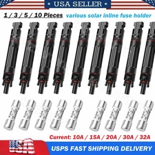 1~10 Pieces 10A 15A 20A 30A 32A Solar Fuse Holder Connectors with Fuses 1000V DC