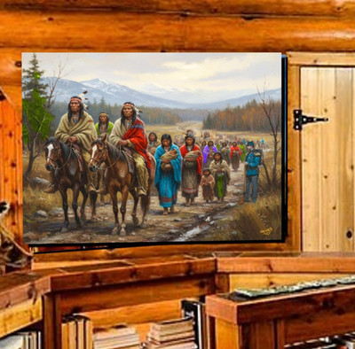 Trail Of Tears Native American Indian Art Historic Oil Painting Western Art