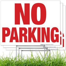 No Parking Yard Sign, 3 Pack Double Sided 9X12 Inches, Corrugated Plastic with