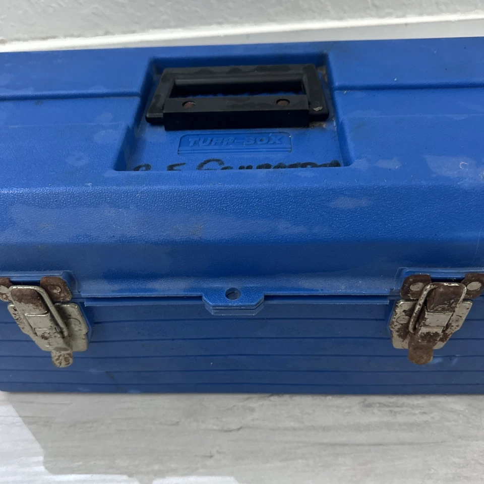 Vintage Contico Tuff Box 19" Inch w/ Tray Utility Tool Box Blue Made in USA - Image 4 of 4