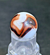 Vintage Alley Agate "Bacon Swirl" Marble, Red/White, .63", NM , OB22