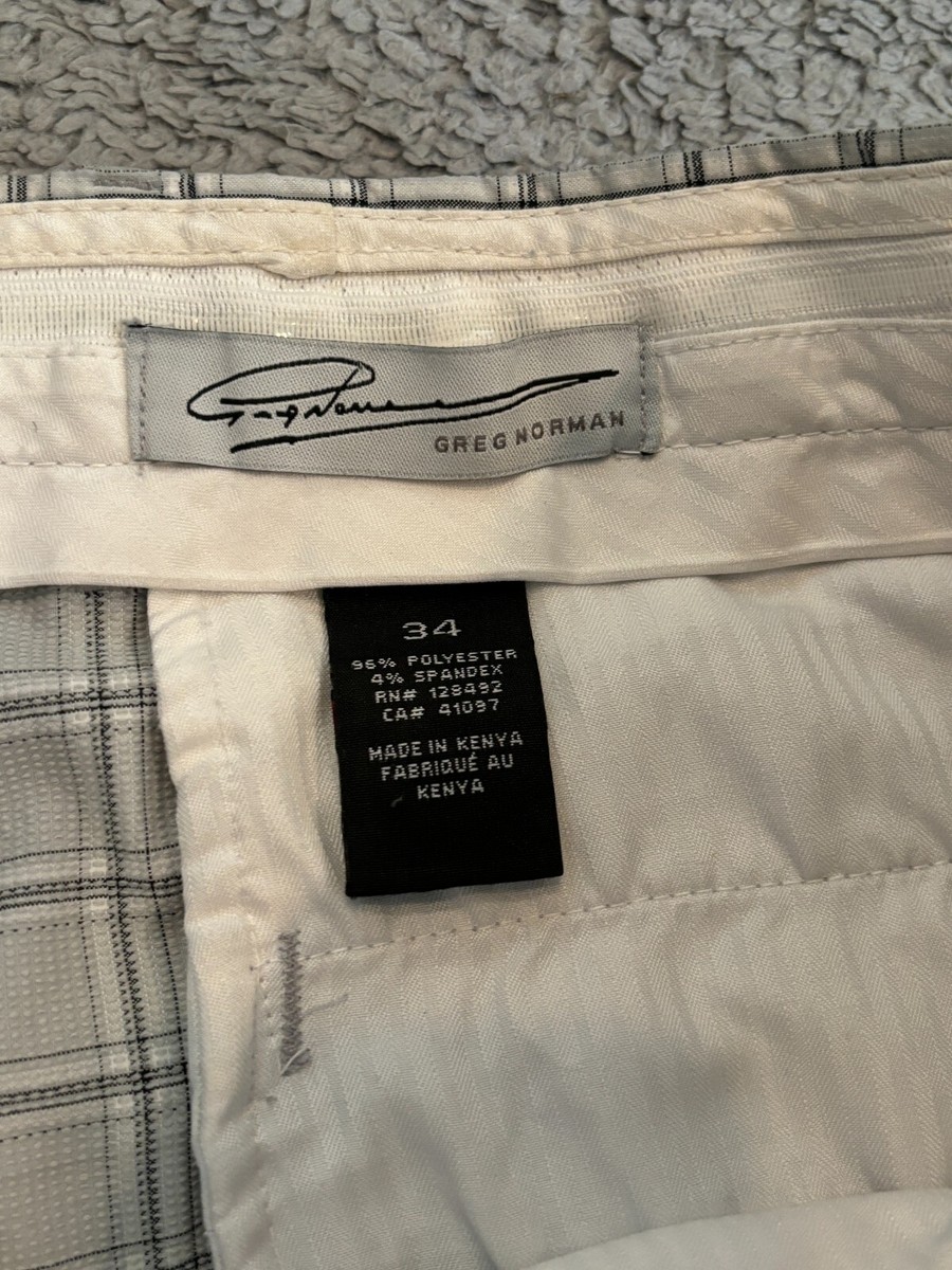 Greg Norman Shorts Mens 34 Gray Plaid Performance Stretch Golf