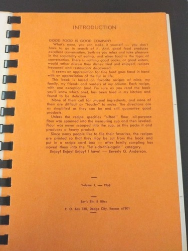 Bev's Bits And Bites II Cookbook Spiral 1968 Paperback Newspaper Columnist - Imagen 3 de 7