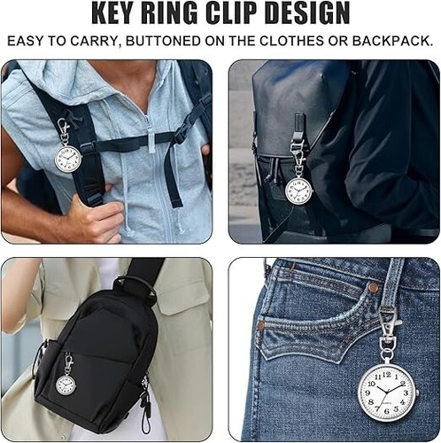 Minimalistische Open Face Quarz Taschenuhr Silber und Weißes Zifferblatt Brandneu UK Stk - Bild 5 von 6
