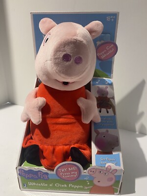Peppa Pig ~Whistle n Oink~Plush Figure 10'' Light Up Cheeks ! Pink with Sound