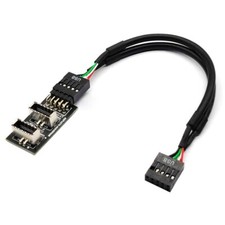 Cablecy Dual USB 3.1 Front Panel Socket Key-A Type-E to USB 2.0 9Pin Adapter