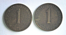 1959 & 1961 Austria One Ein Schilling World Coin KM#2886 VF+ Lot 2 Coins Vienna