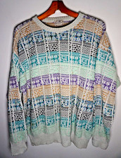 Vintage Firenze 3D Knit Coogi Style Sweater XL Mens Multicolor Pronto Uomo Italy