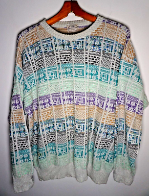Vintage Firenze 3D Knit Coogi Style Sweater XL Mens Multicolor  