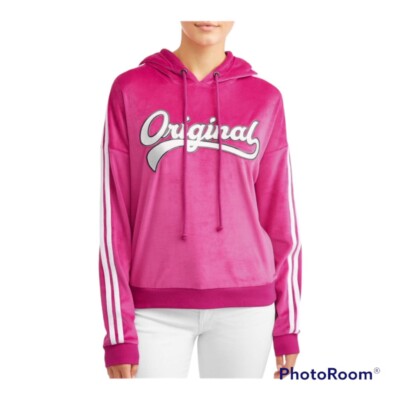No Boundaries Juniors' Velour Graphic Pullover Hoodie, Tropical Blossom Size XS