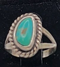 Silver Turquoise Soutwest Style Ring Size 5