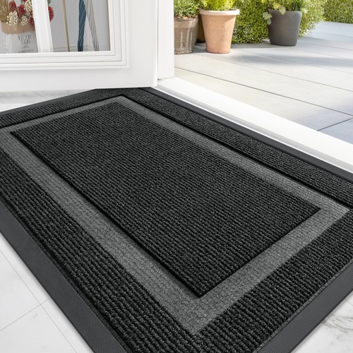 Front Door Mat Indoor Outdoor Entrance Waterproof All-Season All-Weather Door...
