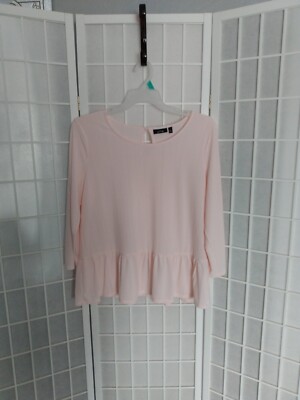 Apt.9 Pink Peplum Blouse 3/4 Sleeves w /Button Up option XL