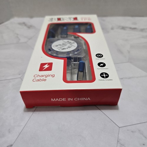 3in1 Fast Charging Cable Micro Type C Syncronizing Recharging Phone Blue - Picture 3 of 5