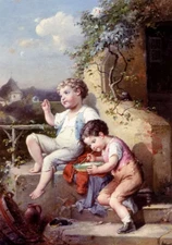 Art Oil francois louis lanfant de metz soap bubbles and reading about fashion aa