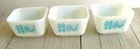 vintage lot pyrex refrigerator containers 3 butter print white / Turquoise blue