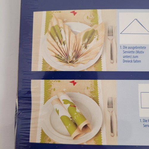 Vintage Easter Fabric Like Paper Napkins Fold Instructions New Kokett Germany - Picture 3 of 6