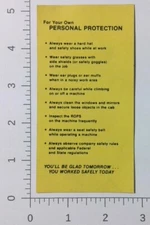 Vintage Work Safety Personal Protection Checklist Advertising Sticker Decal