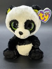 Ty Beanie Boos BAMBOO (Solid Eyes) - the Panda Bear (Purple Hang Tag)