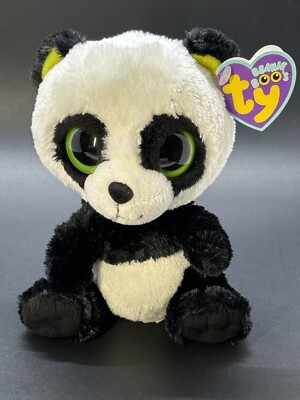 Ty Beanie Boos BAMBOO (Solid Eyes) the Panda Bear (Purple