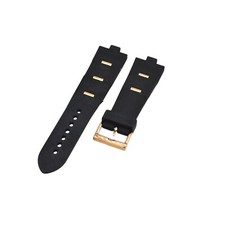 24x8mm Black Rubber Watch Strap For Bvlgari Diagono