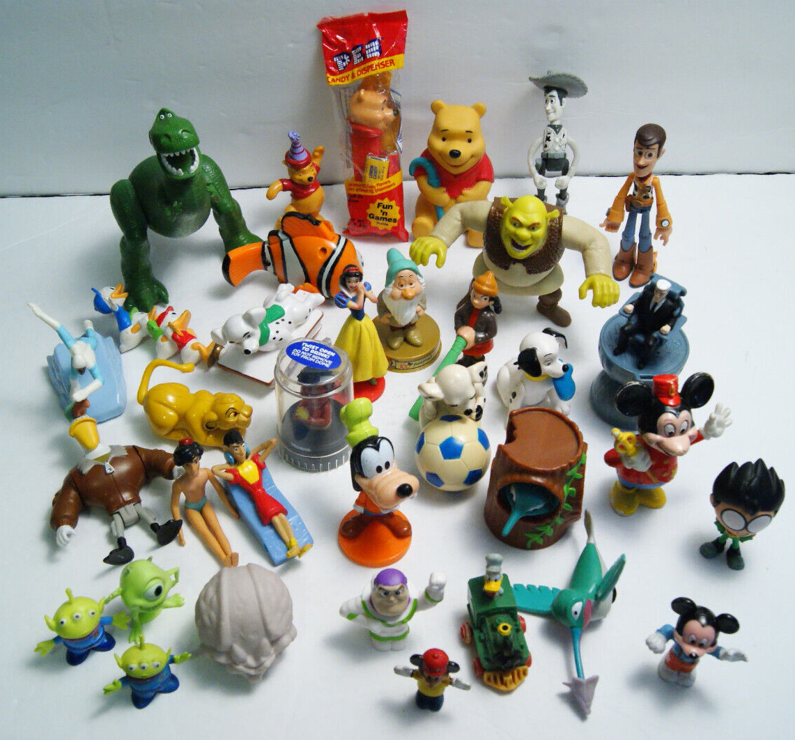 Disney Pixar Toys Mini Figures Lot Toy Story Woody Dalmatians Shrek Mickey More