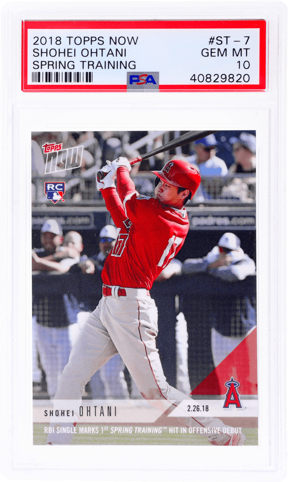 2018 Topps Now Shohei Ohtani Spring Training #ST7 PSA 10 Rookie RC