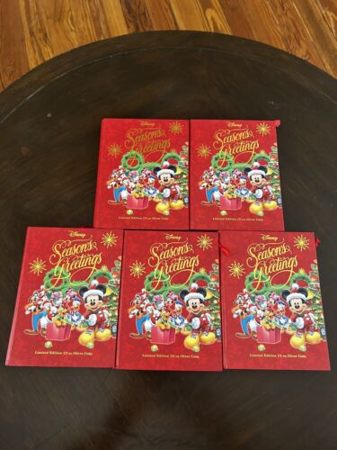5- 2014 Silver Proof Disney Seasons Greetings 1/2 Oz Silver Coin Tree Ornament