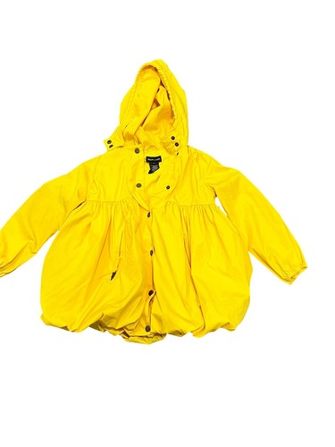 Vintage Ralph Lauren Girls 6X Yellow Ruffle Bubble Raincoat Hood Jacket Lined - Picture 5 of 15