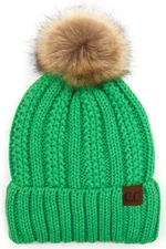 C.C Women Winter Soft Warm Fleece Lined Knit 40 Colors Pom Pom Beanie Hat