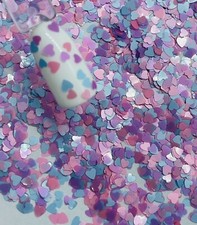 Baby Blue, Pink, Purple Hearts Nail Glitter  1 TSP  Gel Nail Art  Acrylic