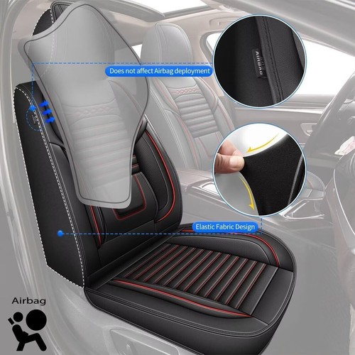 For Kia Niro 2017-2025 Car 5 Seat Cover Microfiber Leather Full Set Red Lines - Picture 4 of 7