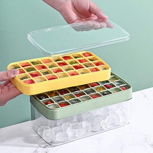 64 Fächer Silikon Eiswürfelform mit Deckel Eiswürfelbehälter Eiswürfel BPA-Frei - Bild 2 von 17