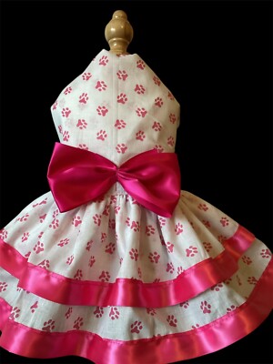 Handmade Pink Paws Dog/cat Animal Dress SMALL 
