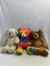 Build a Bear workshop rainbow bear, cream bear brown puppy bundle of 3