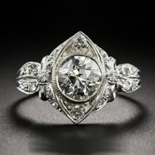 2Ct White Round Cut CZ Antique Engagement Ring In Solid 925 Sterling Silver