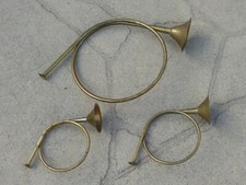 Lot 3 Large Solid Brass Decorative Round Christmas French Horns, sizes 6 -12