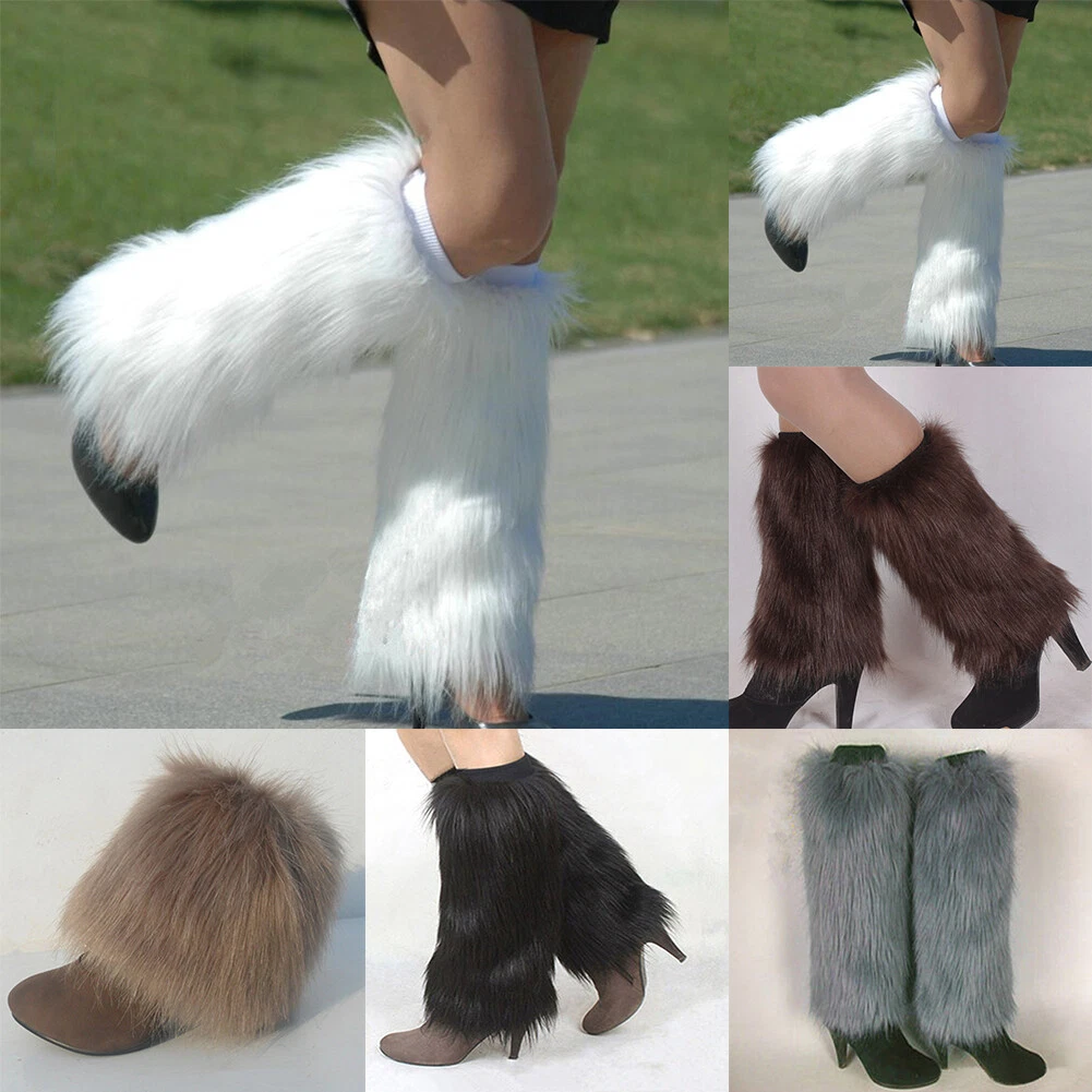 Winter Fashion Womens Girls Fluffy Fuzzy Faux Fur Leg Warmers Boot Covers  Socks