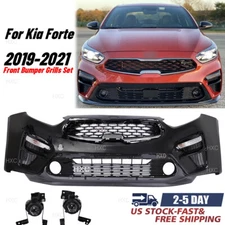 Front Bumper Cover Kit Grille Complete For 2019-2021 Kia Forte w/ Fog Lights