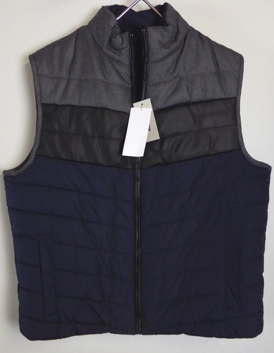 Kenneth Cole Reaction Colorblock Quilted Puffer Vest Faux Leather Trim NWT $129 - Picture 13 of 13