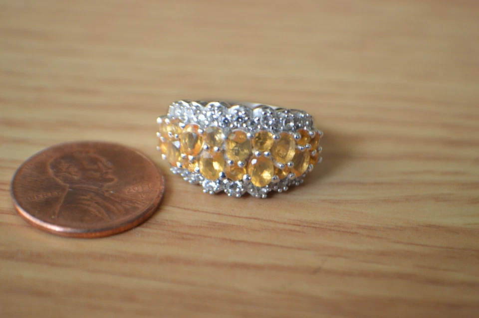 1.75ct Salamanca Fire Opal / Zircon Ring Platinum over  Fine Silver Size 8 - Image 3 of 4