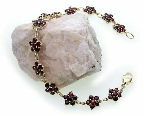 Pulsera con granate plata auténtica 925 brazalete 19 cm plata de ley 2961/8GR - Imagen 2 de 2