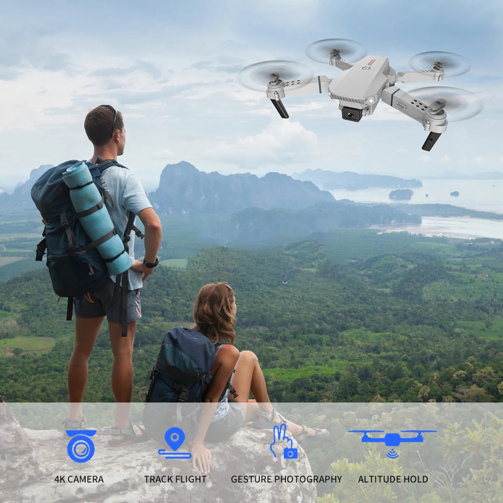 Faltbar WIFI FPV Drohne Mit 4K Kamera Mini Selfie Quadrocopter RC Drone 3AKKUS