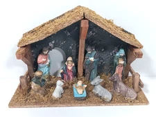 Vintage Nativity Manger Creche Wise Men Mary Joseph Jesus Christmas