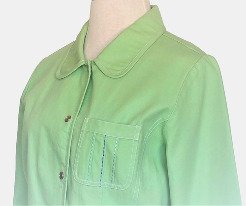 Denim & Co Jean Jacket Coat NEW Green Denim Lined Pockets Snap Closure Womens 1X - Picture 4 of 10