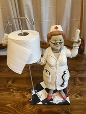 RARE Vintage Toilet Paper Towel Holder Nurse Syringe Stethoscope First Aid Resin